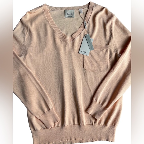 ELIE BY ELIE TAHARI NEW Grange Sherbet V-Neck Sweater NWT Size Small - Picture 3 of 8